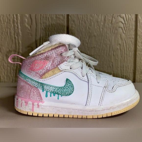 Nike Shoes Nike Air Jordan Mid Ice Cream Paint Drip Whitepink